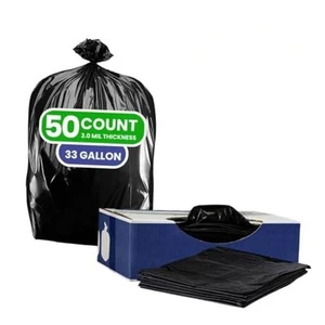 Contractor Trash Bags 33 Gallon - 3.0 Mil, Heavy Duty Garbage Bag 33” x 39”, - Picture 1 of 7
