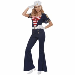 All Hands On Deck Sailor Navy Captain 50s Pinup Retro Adult Womens Costume S - Picture 1 of 3