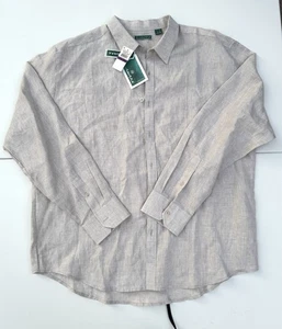 Cubavera Shirt Mens 2XL White Linen Button Up Guayabera Casual Long Sleeve NWT - Picture 1 of 4