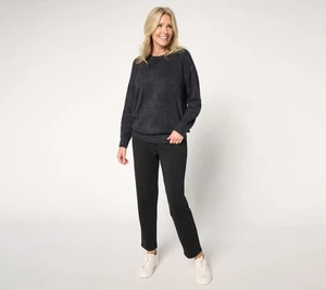 Barefoot Dreams Tall CozyChic Lite Pullover Felpa e Pantaloni Gamba Stretta Set Bla - Foto 1 di 1