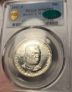 1947-S Booker T Washington Half Dollar PCGS MS65PL CAC Prooflike BTW - Picture 1 of 5