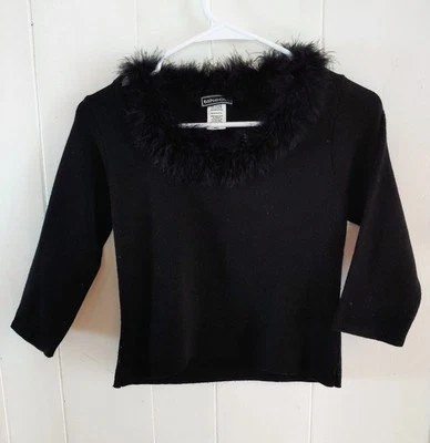 Top De Colección Años 90 Y2K Para Llevar Borde Pluma Negro Glamour Talla Med Foto 1 de 4