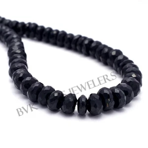 AAA Natural Black Spinel Faceted Beaded Necklace, Black Spinel 7-9 MM Beaded - Picture 1 of 3