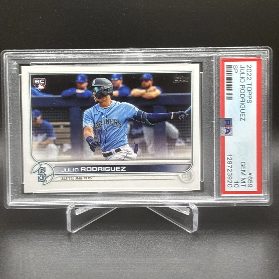 2022 Topps Series 2 Julio Rodriguez SP Variation Rookie RC PSA 10 GEM MT  - Image 1 of 2
