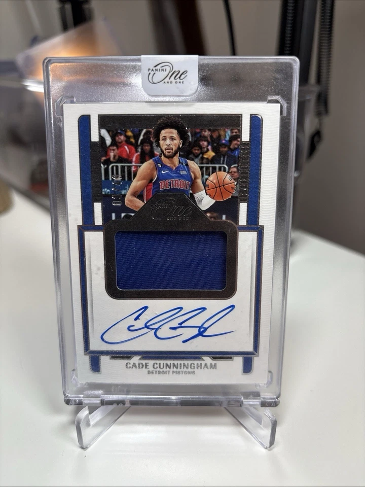 2022-23 PANINI- ONE AND ONE BASKETBALL CADE CUNNINGHAM Game Worn Patch Auto /49 - Image 1 of 4