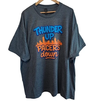 NBA Oklahoma City Thunder Basketball T-shirt Men 3XL Gray Thunder Up Pacers Down - Image 1 of 4