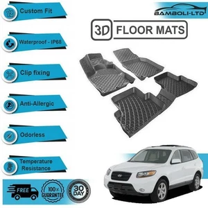 3D Molded Interior Car Floor Mat for Hyundai Santa FE 2006-2012 (Black) - Picture 1 of 7