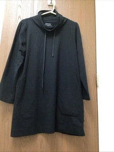NEU Eileen Fisher schwarze Tunika Top Trichterausschnitt Baumwolljersey Taschen, Gr. M - Bild 1 von 11