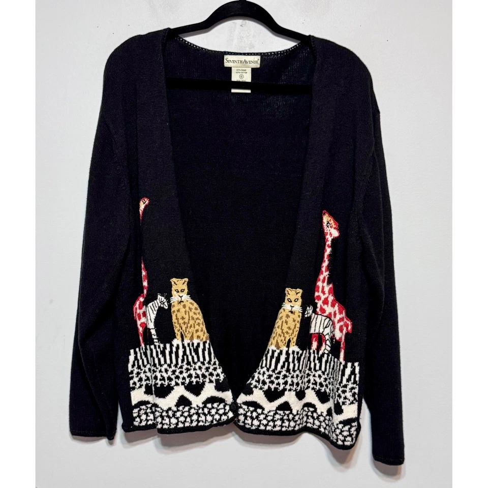 Cárdigan tejido safari novedoso vintage de la Séptima Avenida 1X Cottagecore caprichoso Foto 1 de 4