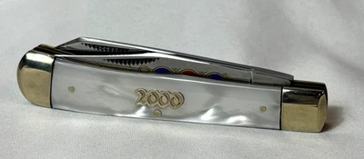 Cuchillo trampero Bulldog 2000 1 de 7 personalizado 2 hojas plegables nácar escalas Foto 1 de 4