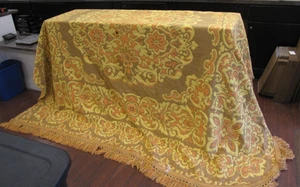 Sears Bellissimo Italy LARGE King Orange Gelb Braun Quaste Decke Bezug Retro - Bild 1 von 19
