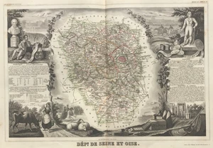1858 PARIS - "Dept. De Seine et Oise" - Decorative & Original V. Levasseur Map - Imagen 1 de 3