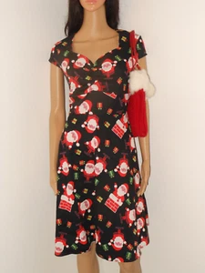 NUCOLLECTIONS HANDMADE MULTI-COLOR SANTA & GIFT PRINT DRESS SIZE MEDIUM - Picture 1 of 5