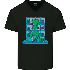 Drôle Extraterrestre Drogue Distributeur Herbes Hommes Col V Coton T-Shirt