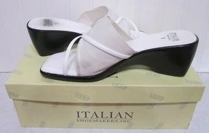 Italian Shoemakers Women's White Size 7 M Cross Band Double Strap Wedge Sandal - Picture 1 of 7