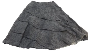 Sandro Sportswear Women's Skirt Size 10 Black & Gray Animal Print Denim Tiered - Picture 1 of 3