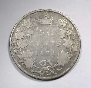 1871-H Canada Silver 50 Cents .925 Fine VG Details Coin AQ965 - Picture 1 of 3