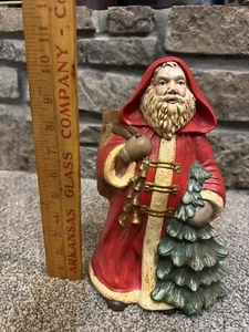 Vintage Weihnachtsmann handbemalt Keramik Bastler Weihnachtsdeko Umhang Baum Glocke - Bild 1 von 6