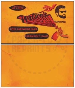 TARJETA DE VISITA DE PINTURA AUTOMÁTICA PERSONALIZADA DE WATSON - ROJA/NARANJA - REIMPRESIÓN VINTAGE - Imagen 1 de 1