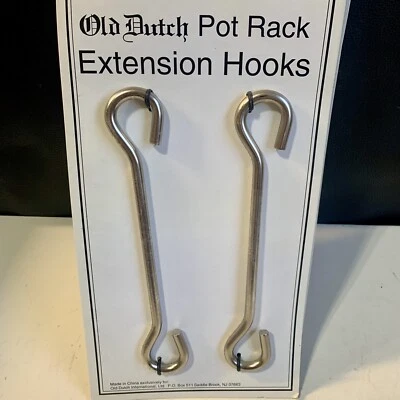 Old Dutch Pot Rack Extension Hooks 8.5” Heavy Gauge Satin Nickel #111SN Pack 2. - Image 1 of 4