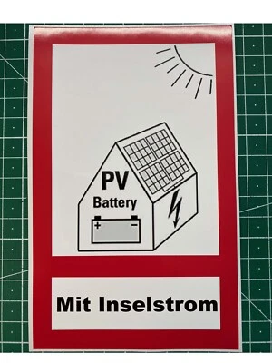 BEST OF STICKERS Folie selbstklebend 16 x 10 cm PV Anlage Aufkleber für PV Anlagen mit Inselstrom