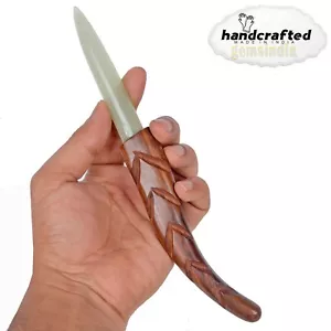 9,5" grüner Aquamarin Sheeshamholzgriff handgefertigtes Messer Dolch dekorative Kunst - Bild 1 von 8
