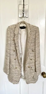 Zara Textured Multicoloured Tweed Decorative Buttons Blazer XS BNWT LAST ONE - Picture 1 of 18