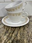 2 Vintage Livingware Retired MCM 1970s Corelle *BUTTERFLY GOLD* CUPS SAUCERS