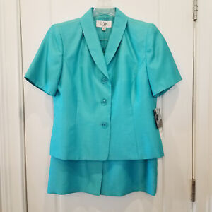 Brand New Turquoise 2 Piece Skirt Suit with Blazer by Le Suit Vibrant Hues
