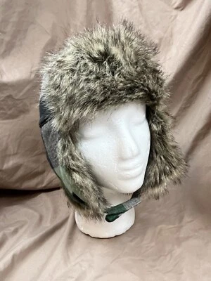 Gymboree Trappers Hat Winter Hunter Green Plaid 4T-5T Boys EUC Faux Fur Lined - Image 1 of 4