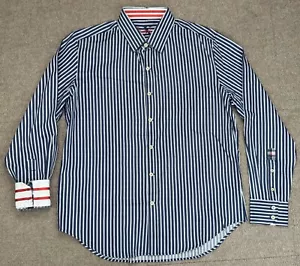 Robert Graham X Men's Button Up Flip Cuff Striped Long Sleeve Dress Shirt Size L - Picture 1 of 9
