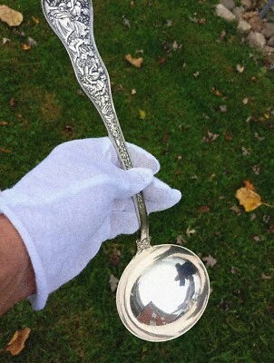 Large Antique Tiffany & Co. 1878 Olympian Sterling Silver  Ladle 13" Mono - Image 1 of 4