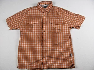 Camisa Columbia Hombre Mediana Naranja A Cuadros Botones Senderismo Ventilada Titanio - Imagen 1 de 15