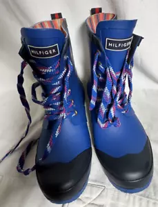 Hilfiger Damen-Regenstiefel blau Gummi Größe 6 Schnürung Pull-Up - Bild 1 von 17