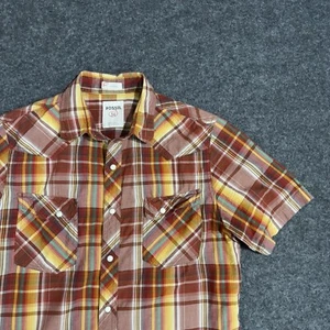 Fossil Snap Button Shirt Mens Size Large (54) Short Sleeve Western Plaid - Picture 1 of 8