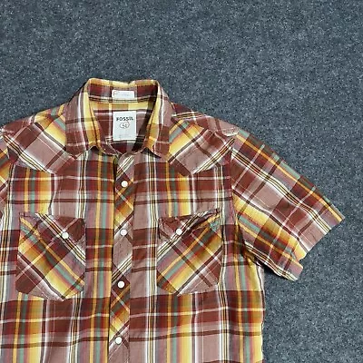 Fossil Snap Button Shirt Mens Size Large (54) Short Sleeve Western Plaid - Image 1 of 4