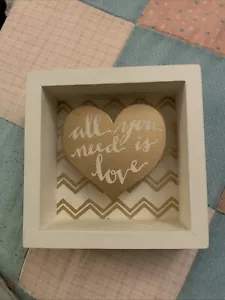 All You Need Is Love Heart Box Sign Home Decor 5” By 5” - Picture 1 of 1