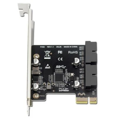 PCI-E USB 3.0 Expansion Card Adapter 2 Port USB3.0 Hub Internal 19/20 Pin Header - Image 1 of 4