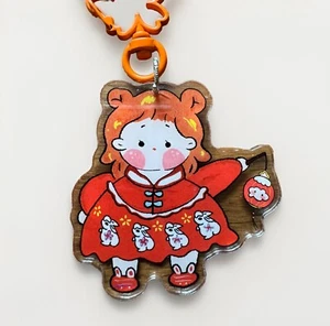 Japanese Anime Manga Cute Girl Red Bunny Dress Homemade Acrylic Charm Keychain - Picture 1 of 5