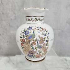 G.S.Presenta Ltd Vintage Greece Gold Ceramic Blue Peacock fluted vase