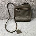 Giani Bernini Shoulder Bag Taupe Gray Pebbled Leather Cross Body Zip Compartment