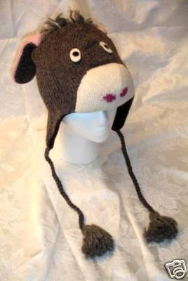 SOMBRERO BURRO ADULTO mula animal esquí gorra disfraz tejido eeyore forrado hombre mujer toque Foto 1 de 4