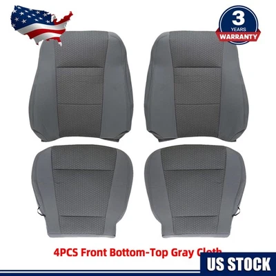 For 2017-2021 Ford F250 F350 F450 F550 Front Bottom Top Cloth Seat Cover Gray - Image 1 of 4