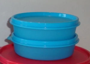 Tupperware Kleine Wunder Aufbewahrungsschüsseln 2-teiliges Set & Dichtungen 6 Unzen Snackbecher blau neu - Bild 1 von 1