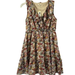 Jodifly Wrap Dress Womens Medium Floral Cottagecore Flowy Ruffle Sleeveless NWT - Picture 1 of 11