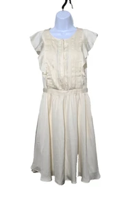 Banana Republic Kleid 2 elfenbein Biesen Plissee professionell klassisch Rüschen Femme - Bild 1 von 18