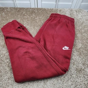 Nike Red Fleece Sweatpants Joggers Athletic Comfort Size Large - Picture 1 of 6