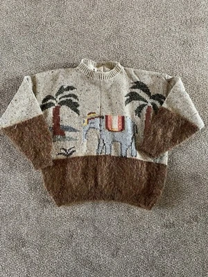 Suéter Vintage Together Mezcla Lana Palmera Elefante Para Mujer Talla Mediana Foto 1 de 4
