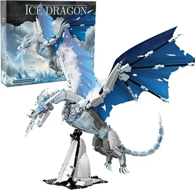 1019pcs MOC Based On Game of Thrones Ice White Dragon Model Building Block Set - Image 1 of 4