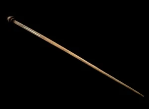 ÚNICO BASTÓN ANTIGUO ISLAS SALOMÓN con MANGO INCRUSTADO DE CARCASA Y OPÉRCULO 41" - Imagen 1 de 16